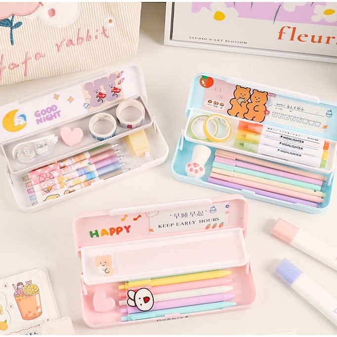 Tempat Tepak Kotak Pensil Anak Korea Aesthetic Free Stiker PC0010