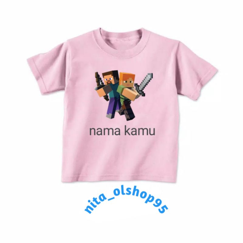 baju anak minecraft bisa pake nama / kaos anak promo