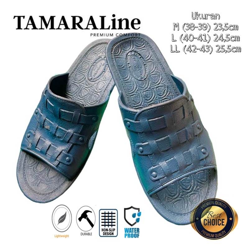 Sandal Selop Slide Slip on Karet Pria Dewasa / Remaja - TAMARALINE 135 / Bahan Premium Lentur Empuk Ringan Kuat Anti Slip Anti Air Model Sandal Casual Santai Rumah Hotel Outdoor Kamar Mandi Murah Original