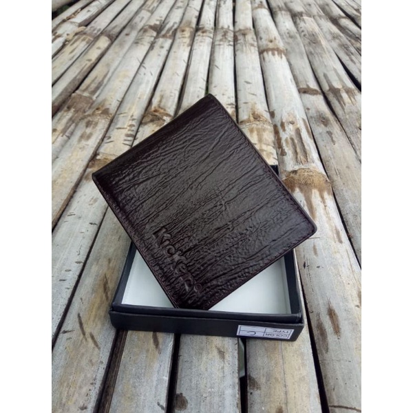 dompet kulit asli sapi motif kayu coklat kulit Magetan