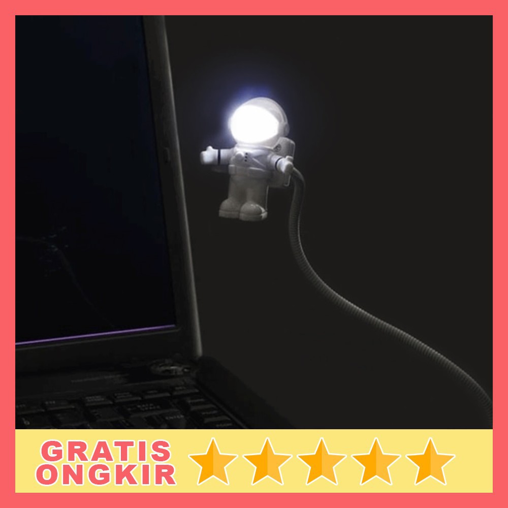 Lampu LED USB Night Light Lamp Flexible Spaceman Astronaut Hias USB Meja X01 Eshoo Gray Grab Medan