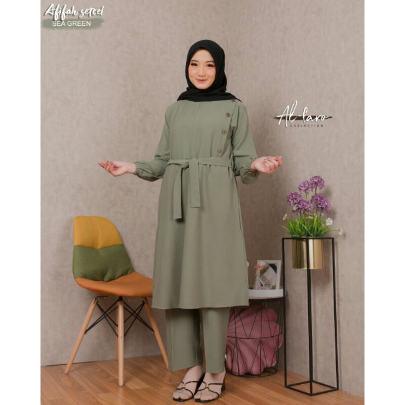 set cel / setelan celana /fashion muslim wanita/ set cel afifah by Alfaro