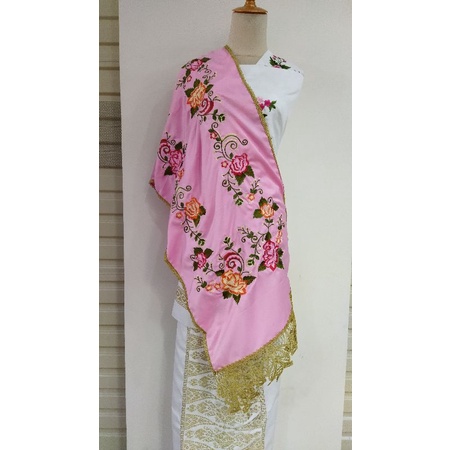 Salendang koto gadang bahan cavali /selendang koto gadang-Pink