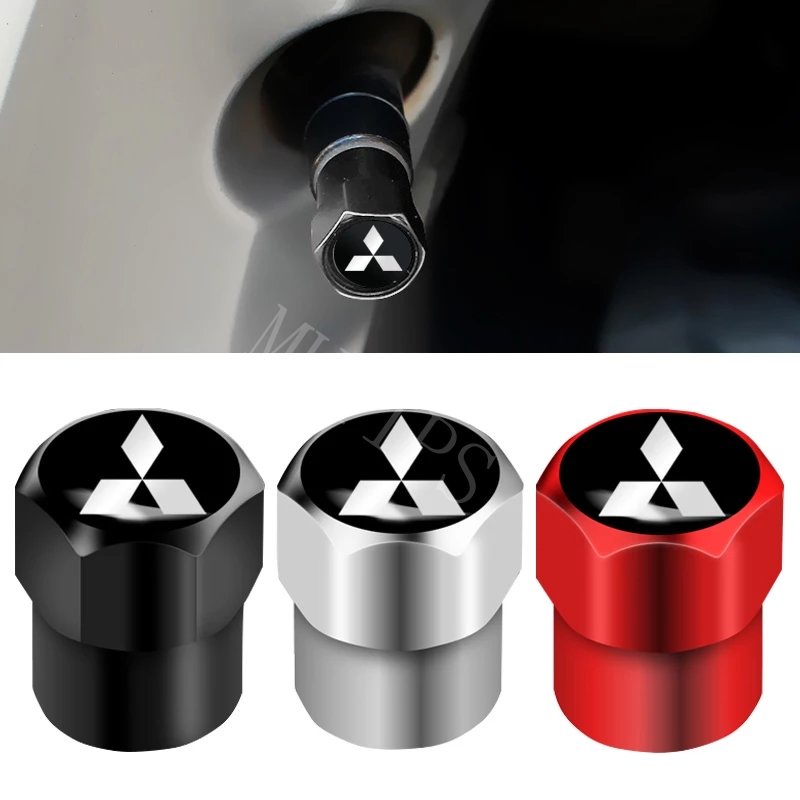 Mitsubishi 4Pcs Tutup Pentil Ban Mobil Bahan Aluminum Alloy Untuk Kuda Lancer Mirage Outlander Pajero Xpander Attrage