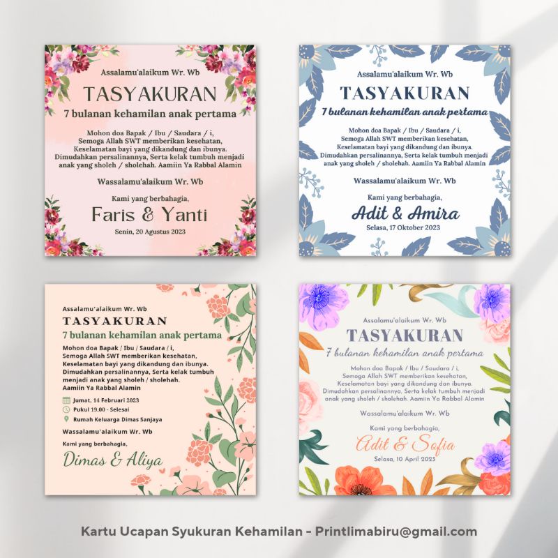 STIKER DAN KARTU UCAPAN SYUKURAN 4 Bulanan / 7 Bulanan (Minimal order 48pcs)