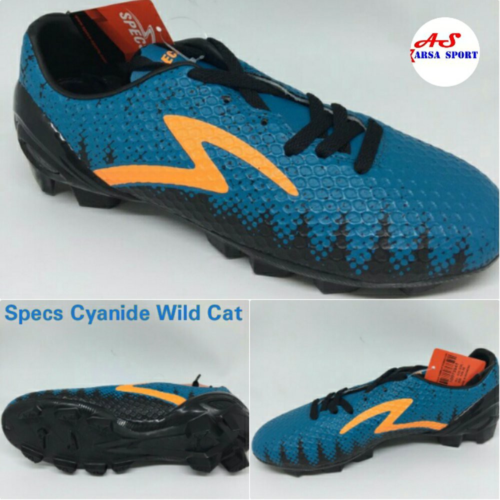 Sepatu Bola Specs Cyanide Wild Cat Hitam Biru Sepak Bola FootBall