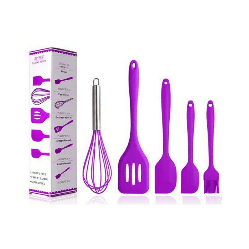 SPATULA SILIKON/KITCHEN TOOL SET/SPATULA SET 5 PCS/SPATULA SILIKON WARNA