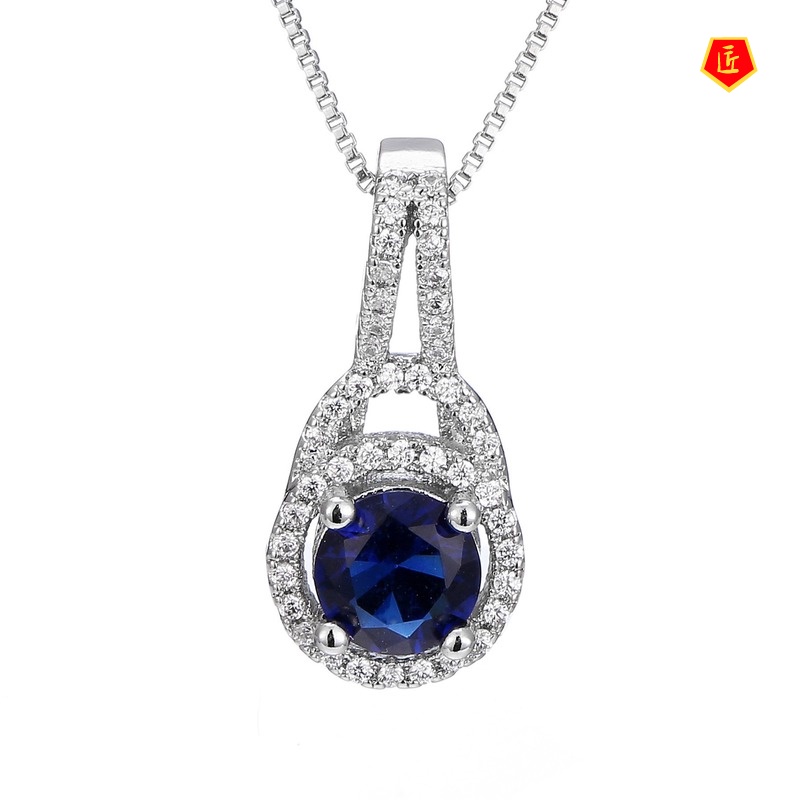 [Ready Stock]Micro Inlaid Blue Zircon Graceful and Fashionable Women's Pendant