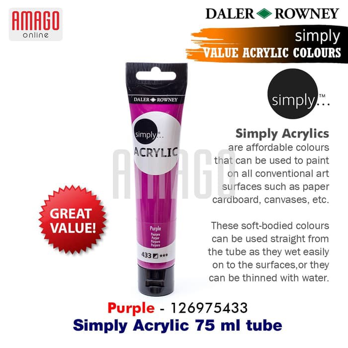 DALER-ROWNEY - SIMPLY ACRYLIC PAINT 75 ML TUBE - PURPLE - 126975433