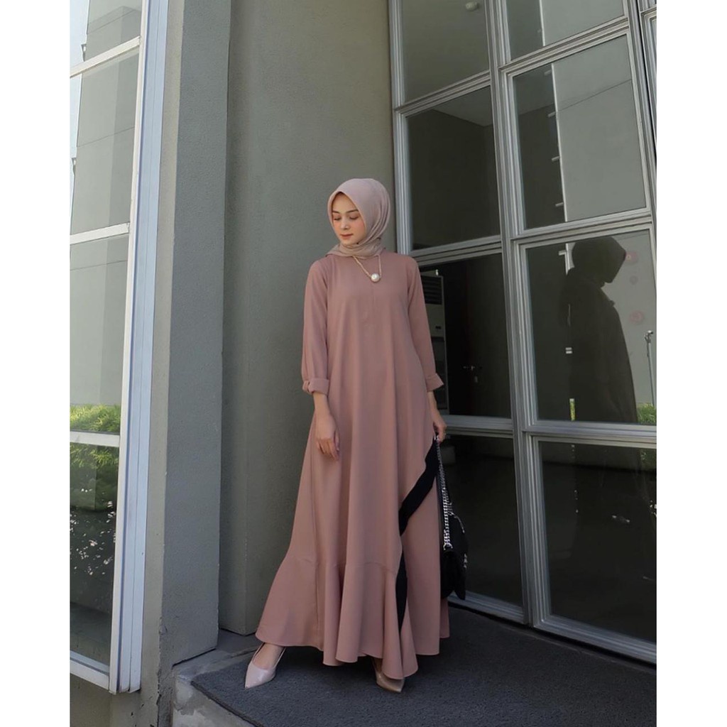 HD16:[AURORA DRESS  MOCCA ][ GAMIS TERBARU 2023] [matt SHAKILA PREMIUM HQ ] [FASHION MUSLIM WANITA TERBARU CASUAL SIZE S,M,L,XL