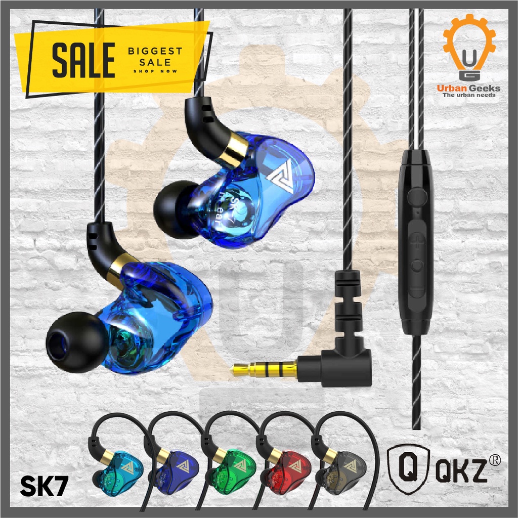 Headset Gaming Earphone IEM Bass Mic in Ear QKZ SK7 Original