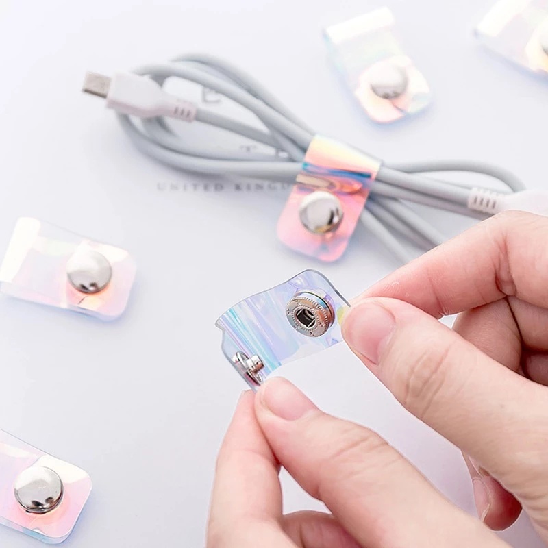 1pc Klip Gesper Kabel Ponsel Portabel Bahan Pvc Warna Bening Untuk Kantor