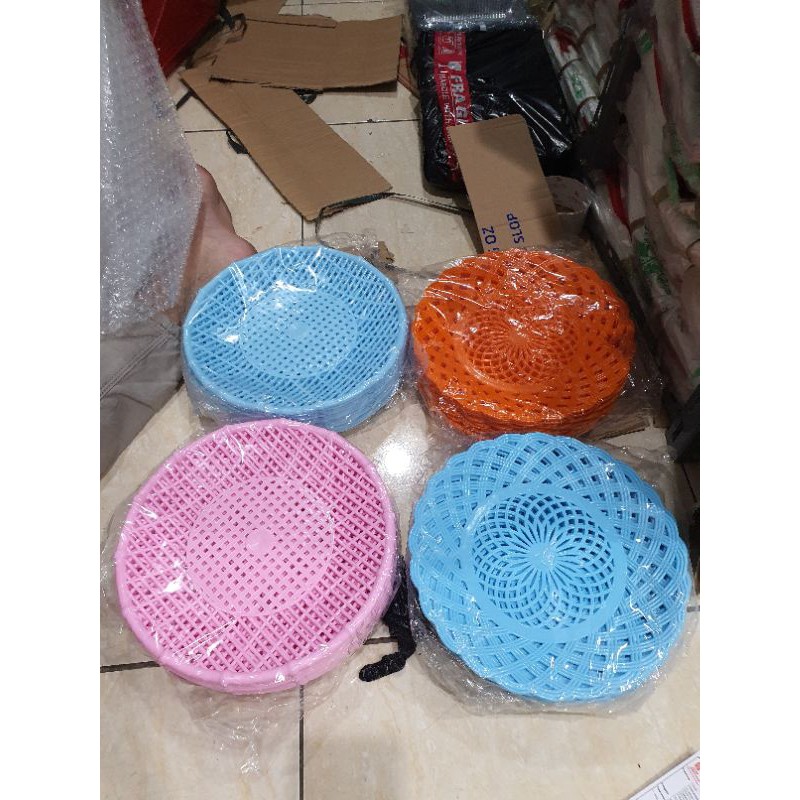 Piring Rotan Plastik Bulat Piring Lidi TEBAL ISI 1 LUSIN-6