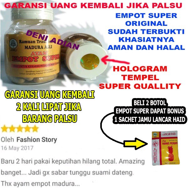 

(BAYAR DI TEMPAT) EMPOT AYAM SUPER MADURA ASLI /RAMUAN EMPOT MADURA/OBAT KEPUTIHAN