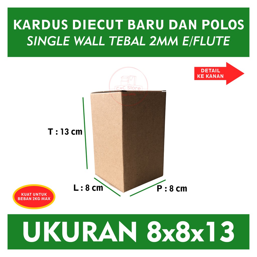 

Kardus Box Baru Polos Model Diecut Uk 8x8x13