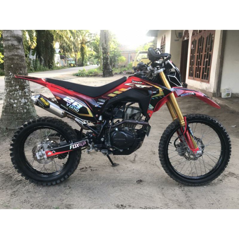 (COD) Decal Sticker crf 150/250 chrome pelangi hologram costum