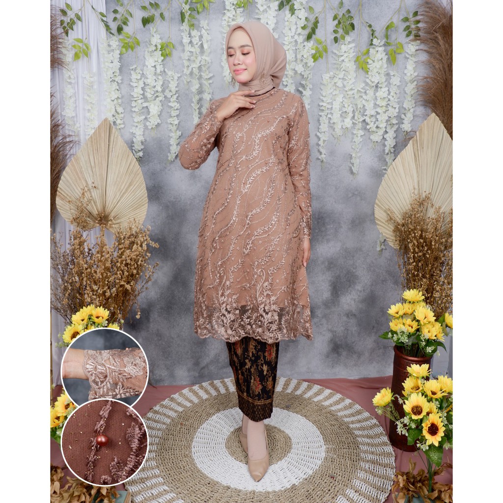 JAN&gt; SET KEBAYA TUNIK GEMPITA - TUNIK BORDIR MUTIARA - KEBAYA TUNIK MODERN - OUTFIT PESTA CANTIK