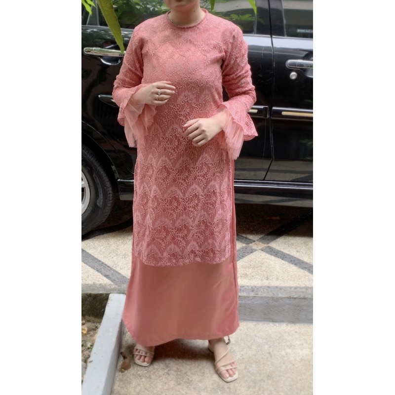 dress pesta warna salem preloved vvgc 1x pakai