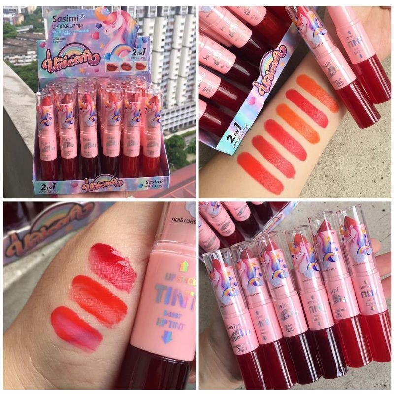 [6PCS] LIPSTICK &amp; LIP TINT SASIMI UNICORN 2IN1 S-1987