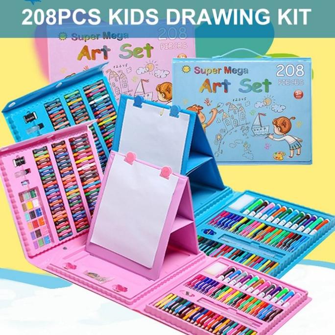 

PERALATAN MENGGAMBAR 208PCS KIDS PAINTING DRAWING TOOLS SET WITH COLORED PENCILS MARKER PEN