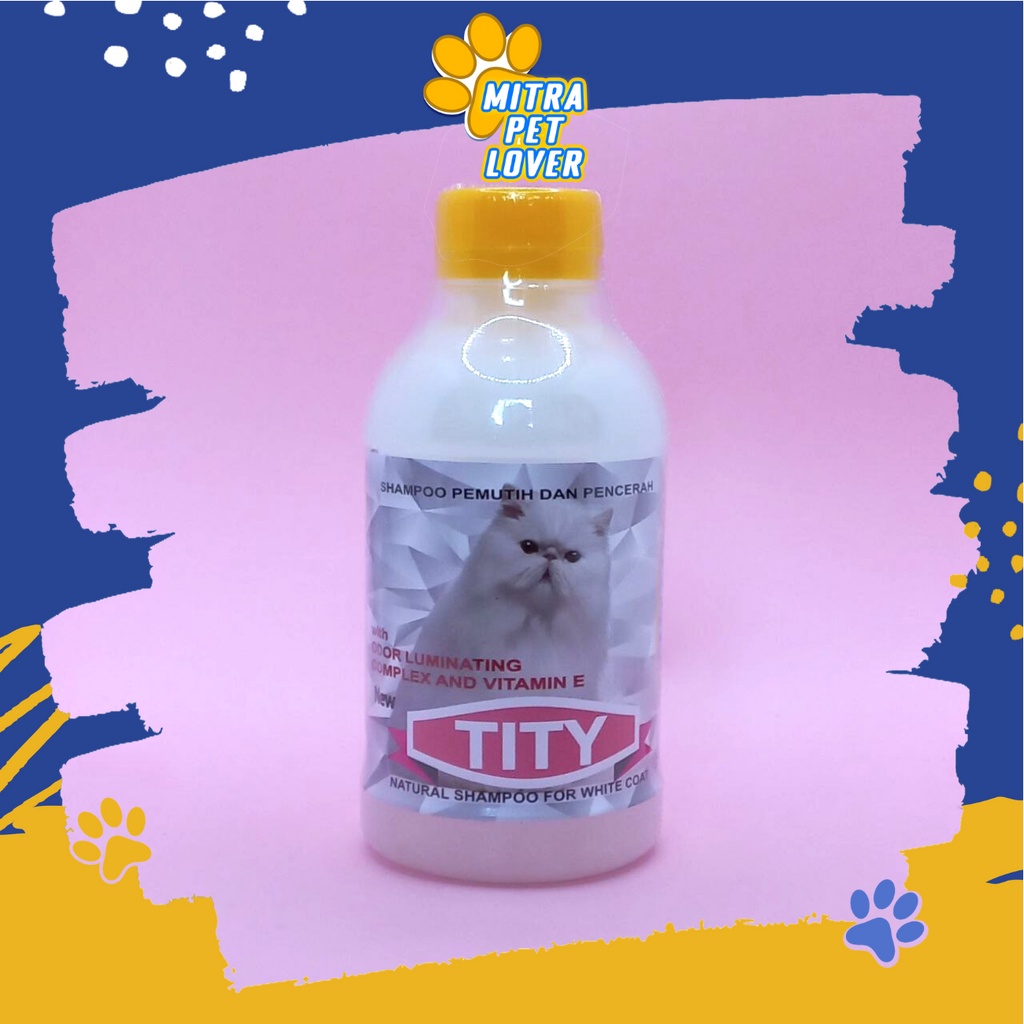 SHAMPO KUCING BERBULU PUTIH - TITY SHAMPOO 250 ML ORIGINAL - BULU MENJADI HALUS BERSIH LEMBUT WANGI HARUM , MENGHALUSKAN MELEMBUTKAN PET ANIMAL HEALTHCARE AND VETERINARY TAMASINDO OBAT KESEHATAN DAN VITAMIN TERNAK HEWAN BINATANG PELIHARAAN MITRAPETLOVER