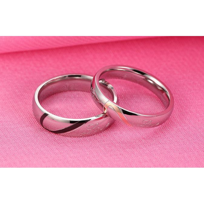 Cincin Couple / Tunangan / Nikah / Pasangan / Titanium / cincin unik bentuk hati sepasang C044