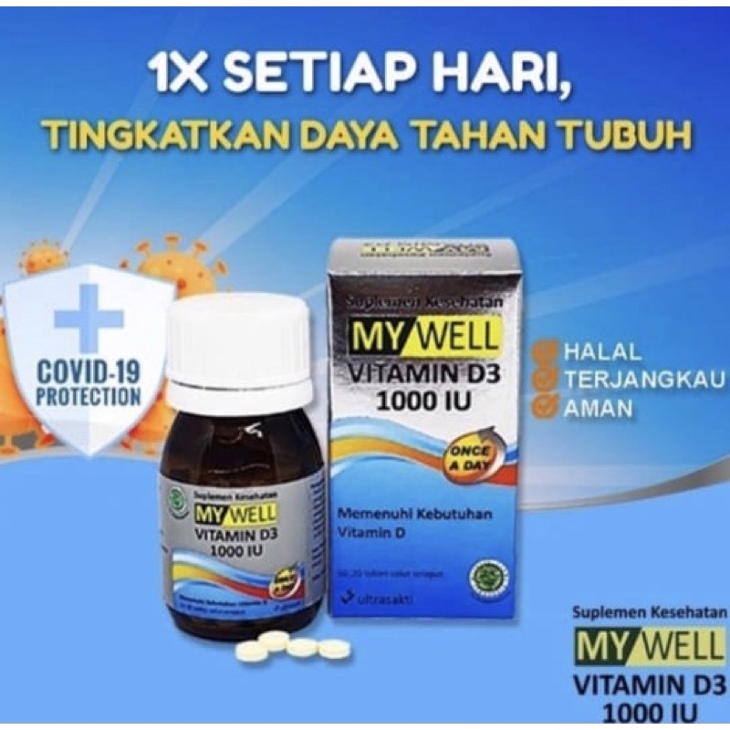 Mywell vitamin D3 1000IU 20 tablet ( memenuhi kebutuhan vit D )