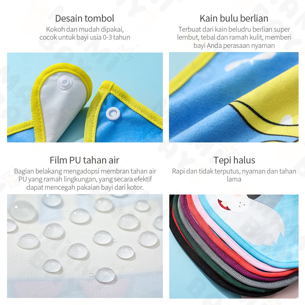 Mamibayi Celemek bayi  bahan beludru waterproof bibs slaber bayi