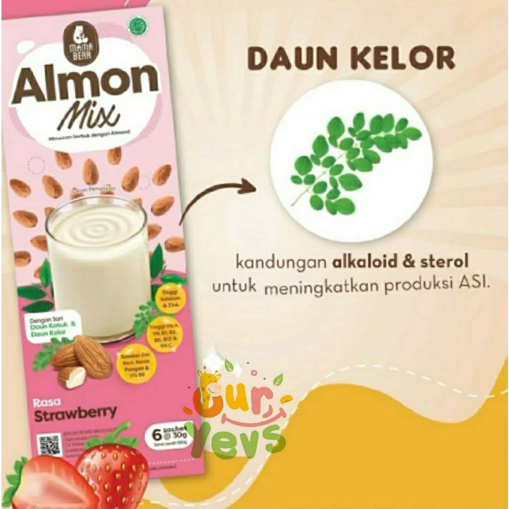 Mama Bear Almon Mix NEW FORMULA STRAWBERRY / Almonmix mamabear / mama bear almond/ ASI Booster / Pelancar ASI