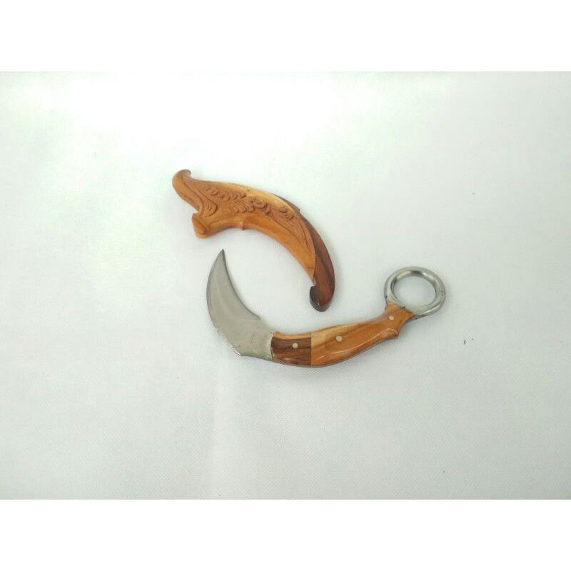 KARAMBIT 2 SISI / KRAMBIT UKIR KAYU BATIK BAYAR DI TEMPAT