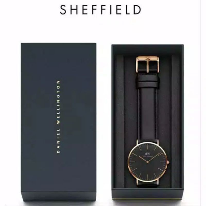 (Cod)Jam Tangan Pria Fashion D&amp;W Strap Kulit FreeBox+Tas+buku(Dikirim Jakarta)