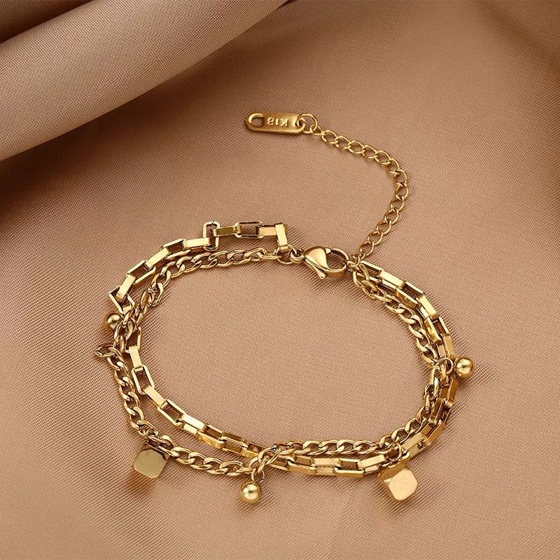 COD! gelang tangan kotak 2layer titanium anti karat import