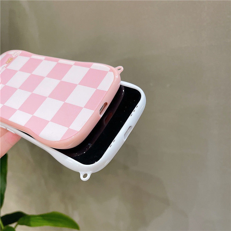 Case Desain Telinga Kucing Kotak-Kotak Untuk Iphone 11 12 Pro Max Xr Xsmax 7 8 Plus Se2020