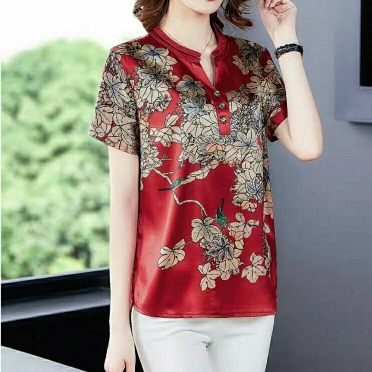 0003 CNY Baju atasan blouse motif imlek chinese korean style wanita import terbaru baju atasan blous