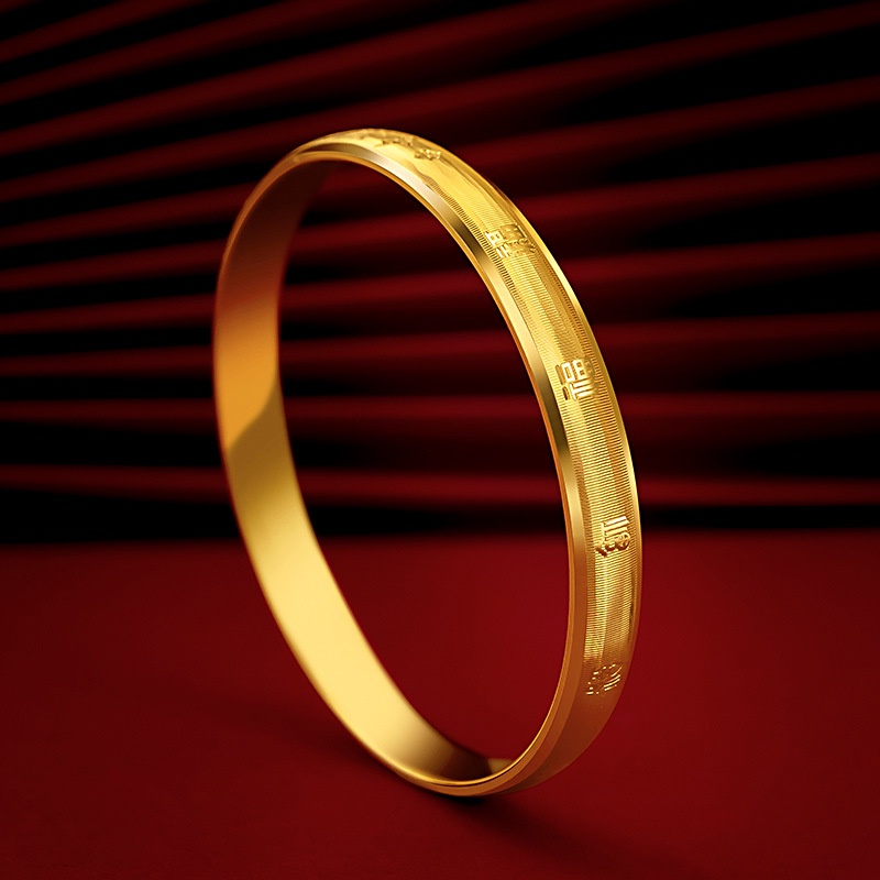 Gelang Desain Karakter Baifu Cnc Emas Asli Kadar 375Gaya Korea Untuk Wanita