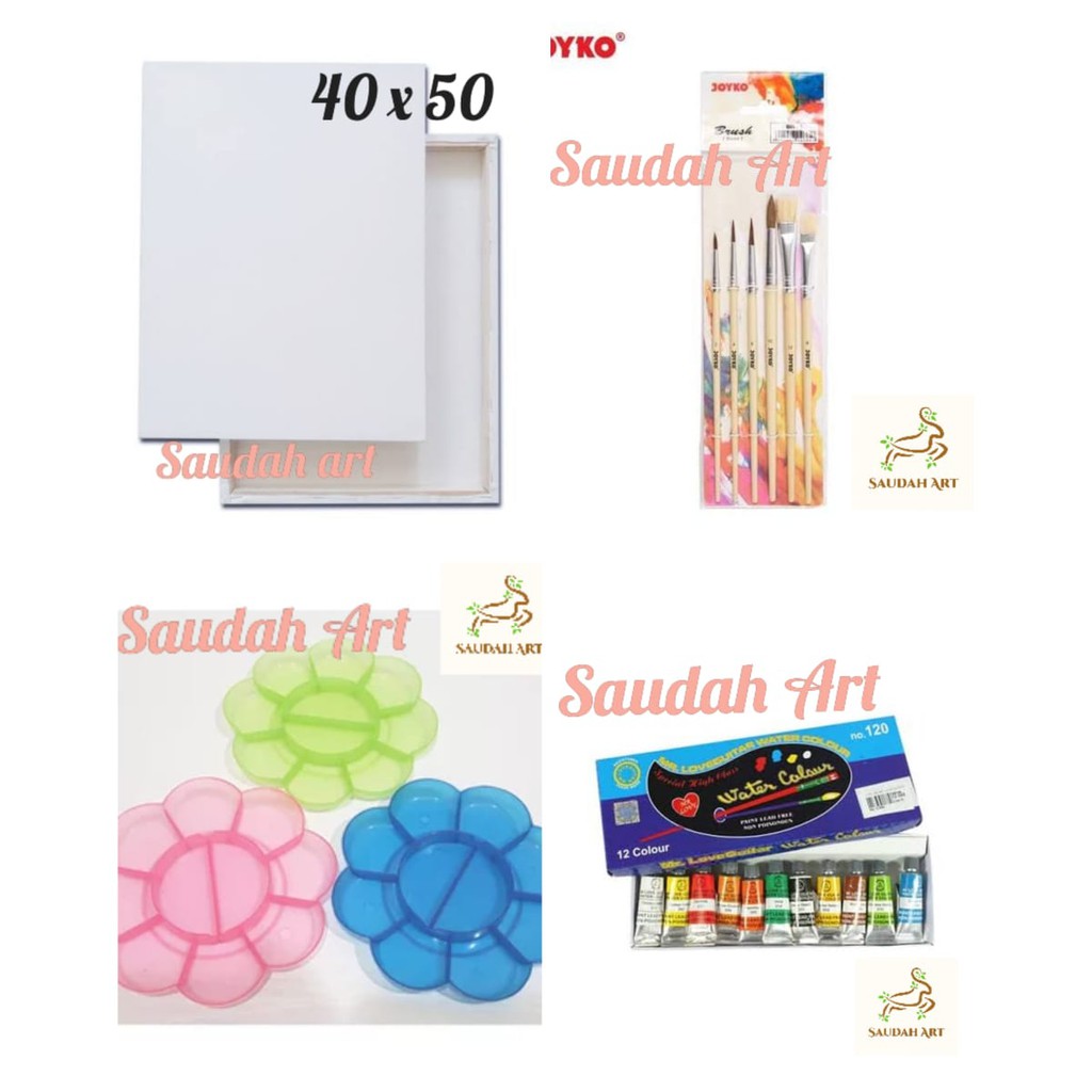 

Paket Kanvas Lukis (kanvas 40x50,kuas,palet,cat air)