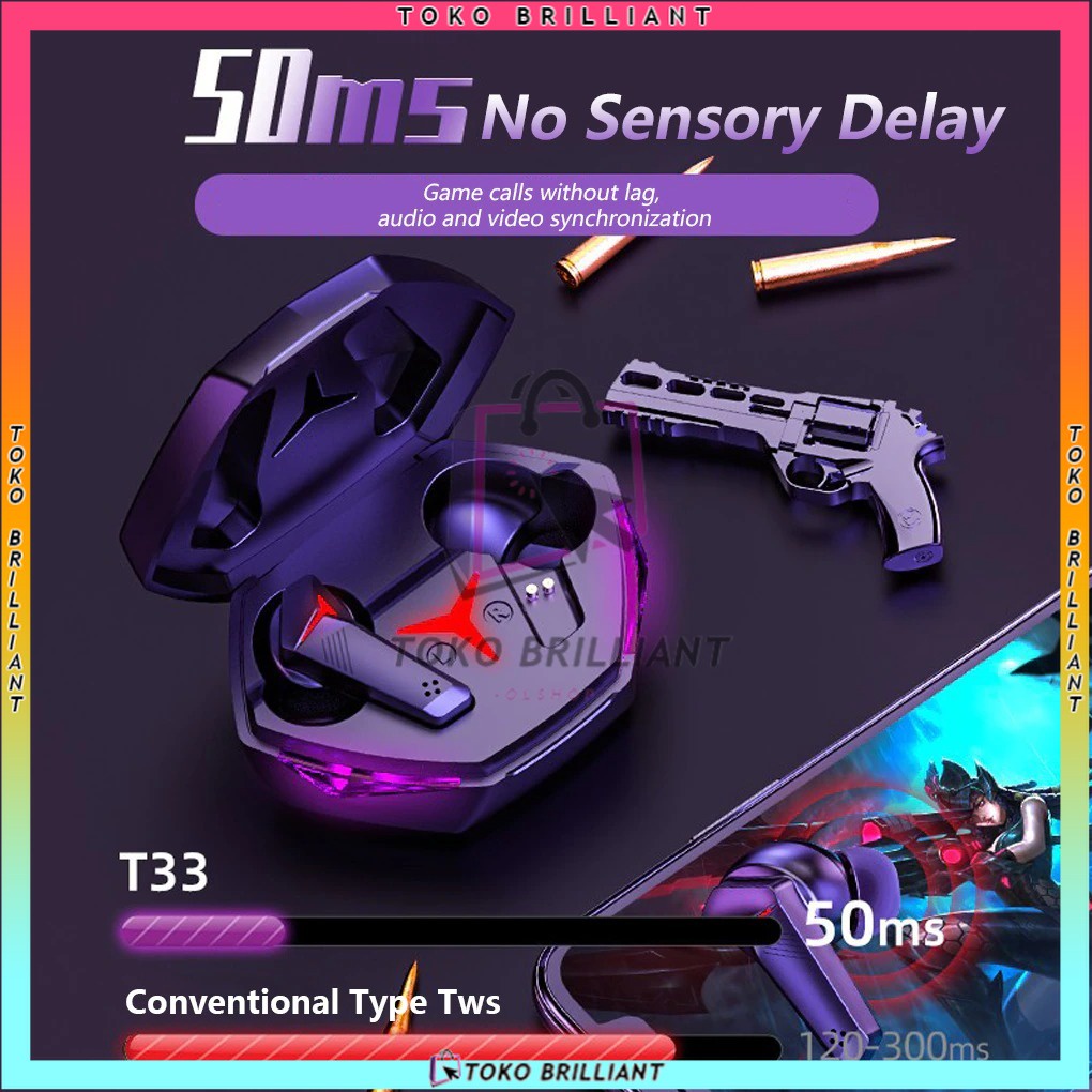 [BISA BAYAR COD] Headphone peredam bising Headphone bluetooth T33 headset gaming bluetooth nirkabel 5.1 stereo latensi sangat rendah
