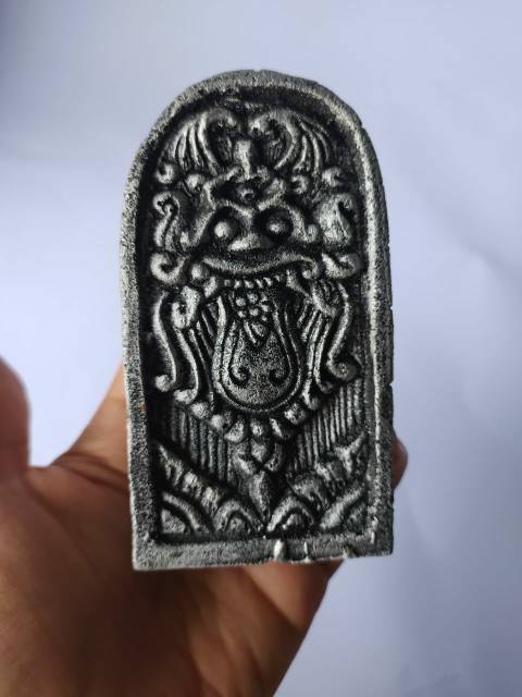 PAJANGAN MINIATUR PATUNG GANESHA DENGAN TEDENG KECIL BAHAN FIBERGLASS 13x6x4 cm - DEKORASI RUMAH