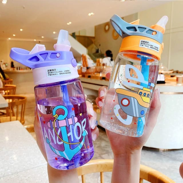 Botol Air Minum Anak Sedotan Motif Lucu Karakter Imut 480ml BPA FREE (2663-038)