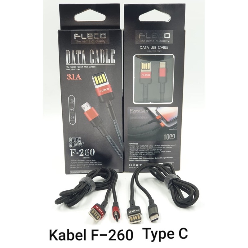 PROMO KABEL DATA FLECO F260 ORIGINAL METAL KABEL PREMIM FAST SPEED CHARGING