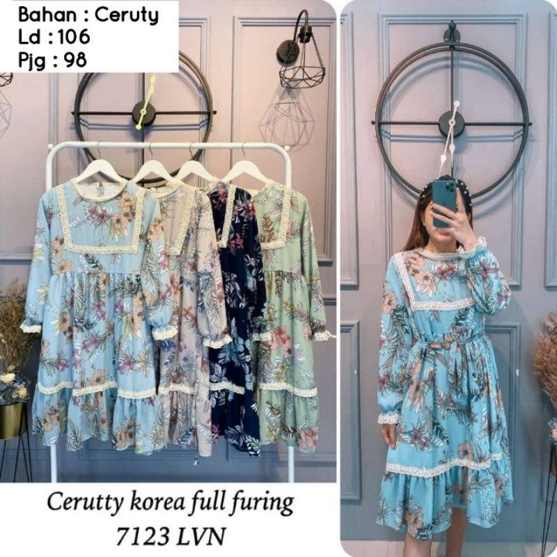 TUNIK MOSCA CERUTY RENDA KOREA BAJU ATASAN MUSLIM WANITA MOTIF BUNGA