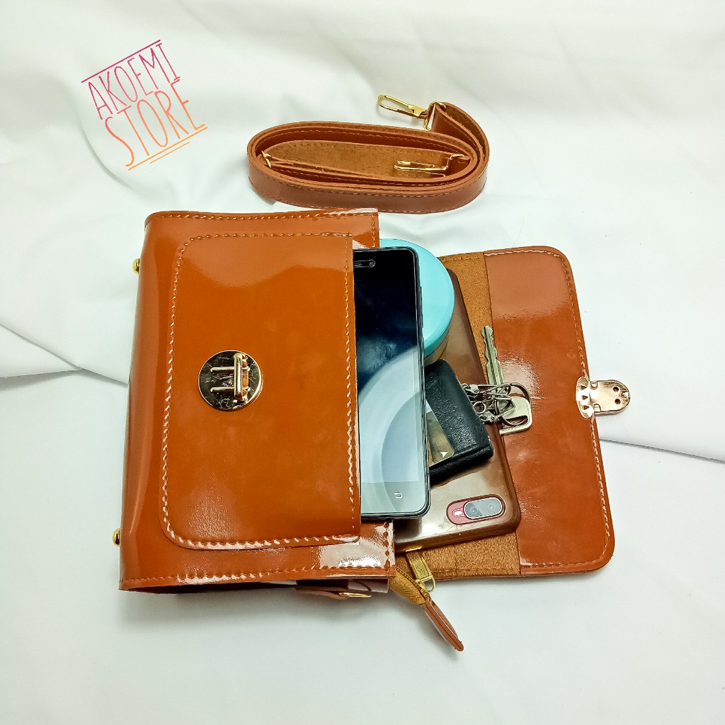 Tas Selempang Wanita Terkini Vintage Tas Kulit Jelly Glossy