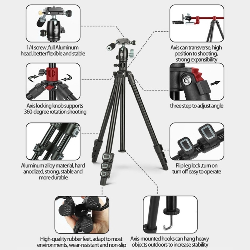 Tripod Flat Lay Multifunction DSLR Horizontal Center Fluid Head QZSD