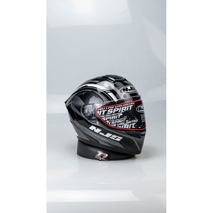 HELM MOTOR NJS ZX-1 SPECTER BLACK SILVER HITAM GLOSSY H/SIL SNI ORI FULL FACE