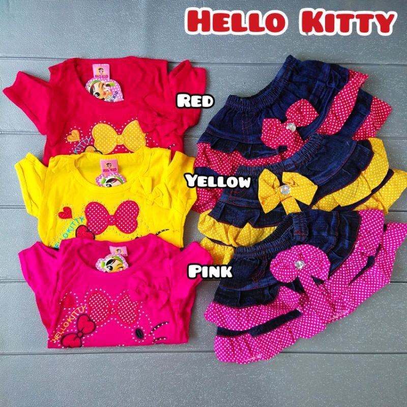 COD Setelan Red Kid  rok dan celana jeans Nourick usia 3-12 anak perempuan / girl / cewek / murahuc