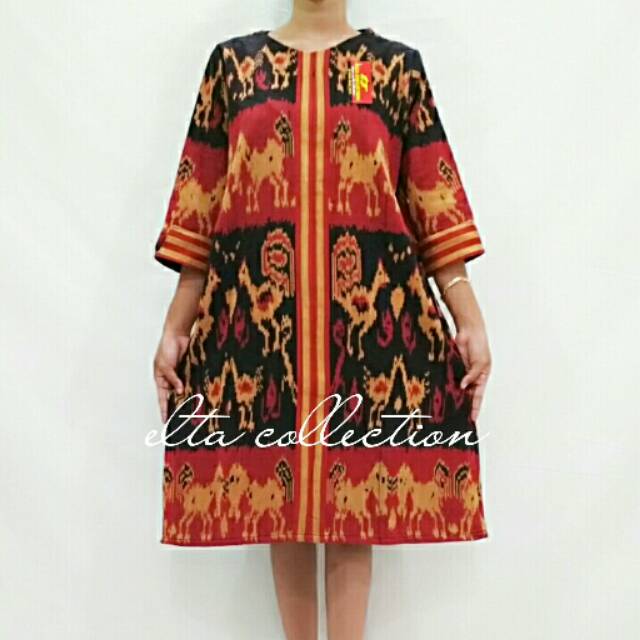 Dress tunik etnik tenun motive sumba