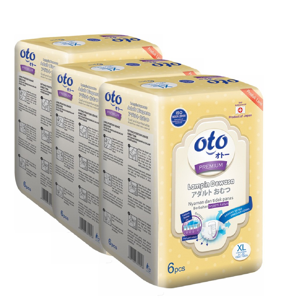 OTO Popok Dewasa PREMIUM ( Daya Serap Lebih Banyak ) Lem Perekat Adult Diapers XL isi 6 pcs