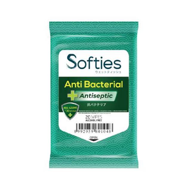 Softies abti bacterial + Antiseptic 20wipes