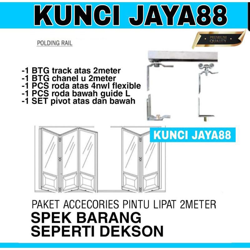 rel pintu lipat componen pintu lipat roda pintu lipat 1set complete 2meter untuk 3 daun