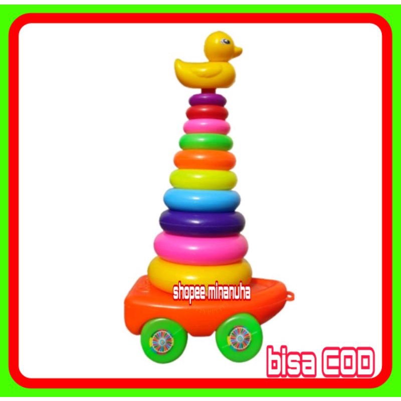 MAINAN EDUKASI ANAK BALITA RING DONAT TUMPUK 11 + BEBEK+RODA